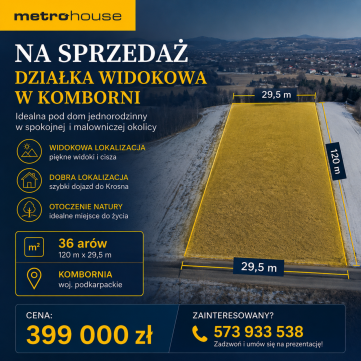 Sprzedaż Działka Kombornia, pow. krośnieński